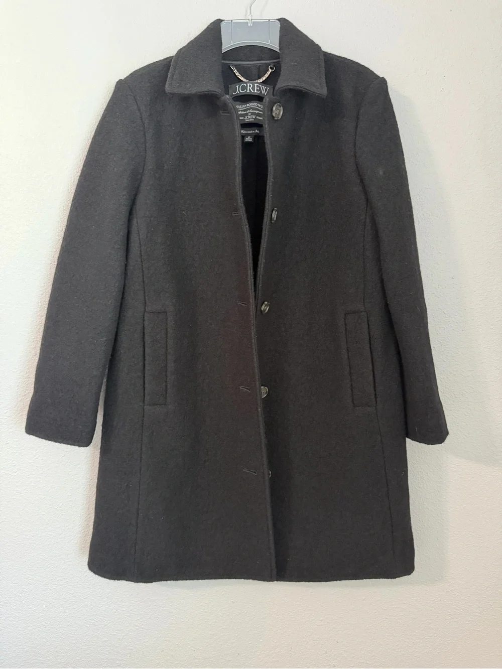 J.Crew Petite Car Coat Italian Boiled Wool Black 100% Wool 6P